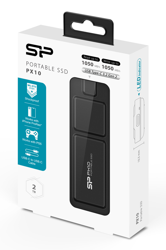SILICON POWER εξωτερικός SSD PX10, 2TB, USB 3.2, 1050-1050MB/s, μαύρος - Image 6