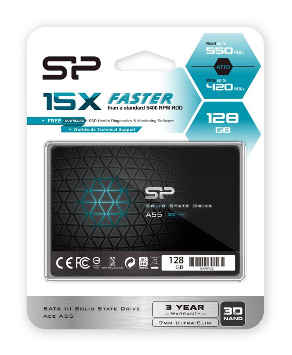 SILICON POWER SSD A55 128GB, 2.5", SATA III, 460-360MB/s, 7mm - Image 3