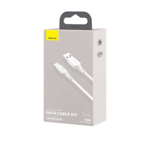 Baseus Type-C Simple Wisdom cable (2pcs/set) 5A 1.5m White (TZCATZJ-02) - Image 2