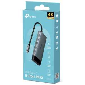 TP-Link Adapter HUB 5-in-1 UH5020C Type-C to 2xType-C, 3xUSB 3.0, HDMI 4K 60Hz, Black EU