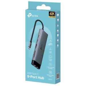 TP-Link Adapter HUB 9-in-1 UH9120C Type-C to 2xType-C, 3xUSB 3.0, HDMI 4K 60Hz, RJ45, 1000Mbps, SD interface, microSD interface, Black EU