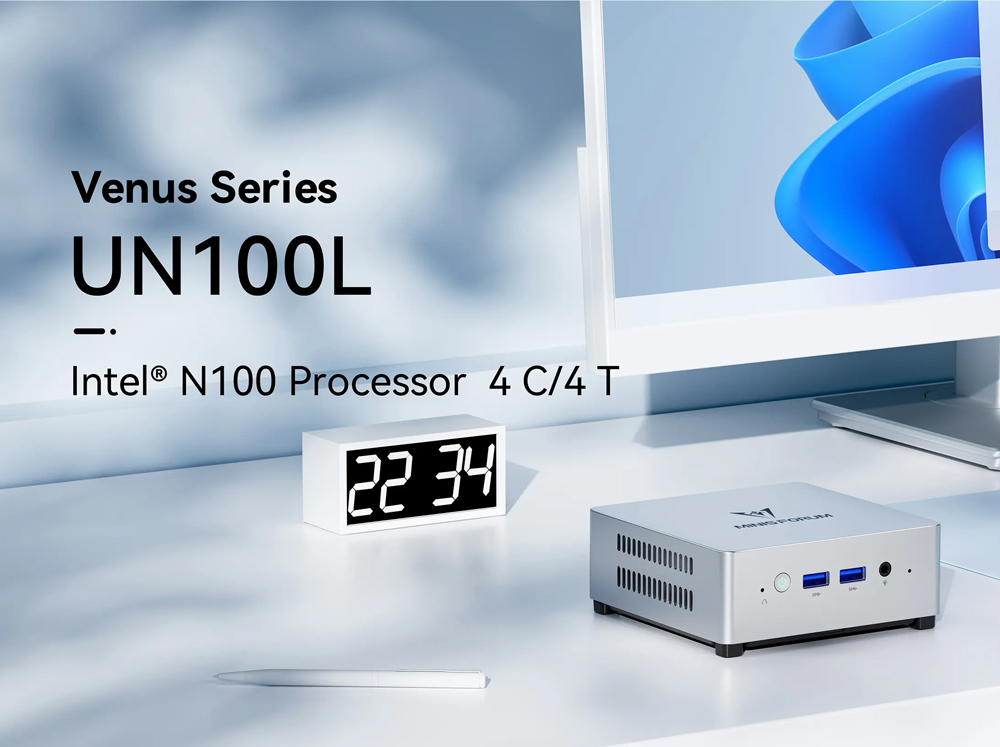 MINISFORUM mini PC UN100L, Intel CPU N100, 16/512GB SSD, Windows 11 Pro - Image 2