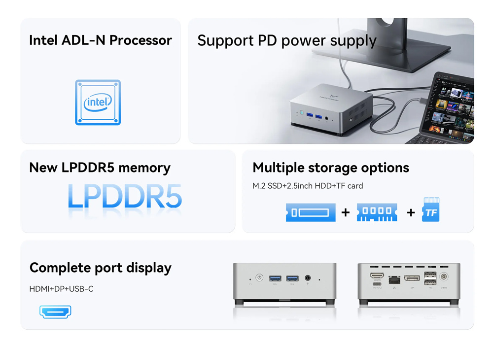 MINISFORUM mini PC UN100L, Intel CPU N100, 16/512GB SSD, Windows 11 Pro - Image 4