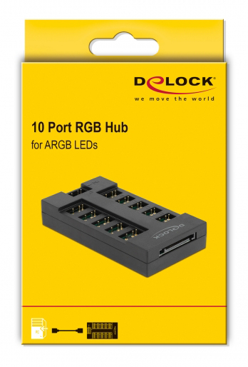 DELOCK RGB hub 64128 για ARGB LEDs, 10 θύρες, μαύρο - Image 3