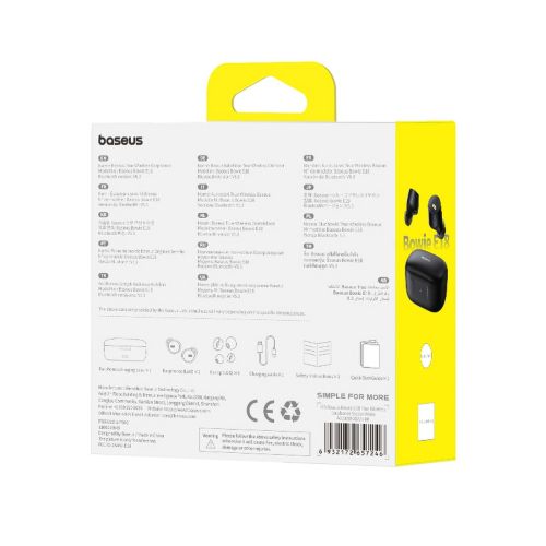 Baseus Earphone Bluetooth Bowie E18 TWS Earphones, BT 5.3, ENC, IPX4, Black EU (A00023800123-00) - Image 3