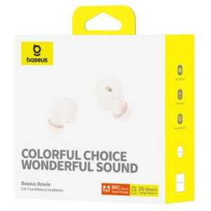 Baseus Earphone Bluetooth Bowie E18 TWS Earphones, BT 5.3, ENC, IPX4, White EU (A00023800223-00)