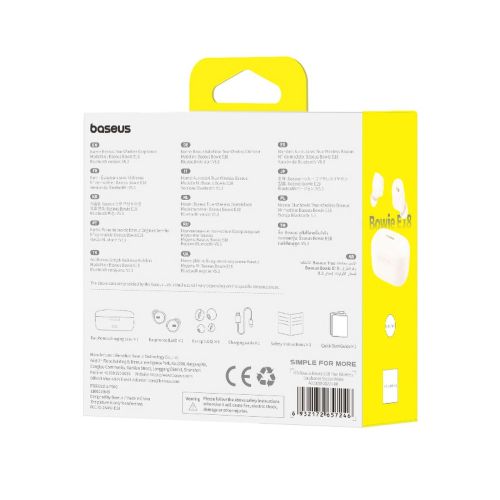 Baseus Earphone Bluetooth Bowie E18 TWS Earphones, BT 5.3, ENC, IPX4, White EU (A00023800223-00) - Image 3