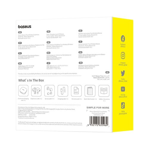 Baseus Earphone Bluetooth Bowie E19 TWS Earphones, BT 5.3, ENC, IPX5, Black EU (A00069600113-00) - Image 3