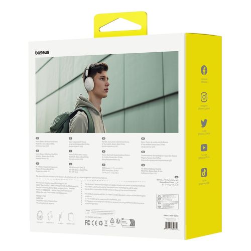 Baseus Earphone Bluetooth Bass 30 Max Wireless Headphones, BT 5.3, White EU (A00070700211-00) - Image 3