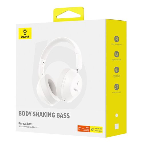 Baseus Earphone Bluetooth Bass 30 Max Wireless Headphones, BT 5.3, White EU (A00070700211-00) - Image 2
