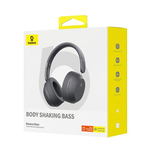 Baseus Headphone Bluetooth Bass 35 Max Wireless Headphones BT 5.3 with PNC, Gray(A00070800821-00) - Image 2