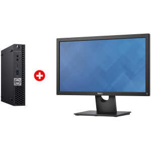 DELL PC OptiPlex 7060 Micro, Refurbished Grade A Repainted, i5-8500T, 8/128GB M.2, με οθόνη E2016H GB, με βάση