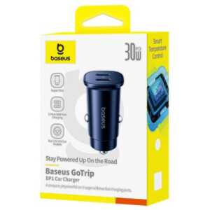 Baseus Car Charger GoTrip C+C, QC 3.0, 30W Black (C00072300123-01)