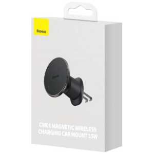 Baseus Car Charger Inductive 15W Holder CW01 for Air Vent, Black (C40141001111-00)