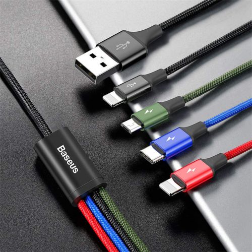 Baseus Cable Fast 4-in-1 For Lightning(2) + Type-C + Micro 3.5A 1.2m Black (CA1T4-A01) - Image 3