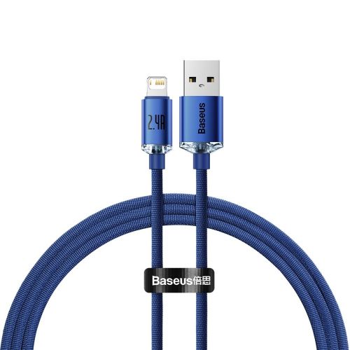 Baseus Lightning Crystal Shine Cable Series Fast Charging Data Cable 2.4A 1.2m Blue (CAJY000003) - Image 3