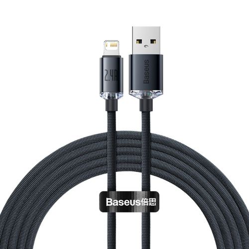 Baseus Lightning Crystal Shine Cable Series Fast Charging Data Cable 2.4A 2m Black (CAJY000101) - Image 3