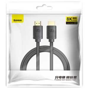 Baseus Video Cable High Definition Series HDMI To HDMI 2.1, 8K 60 Hz, 4K 120 Hz, 2K 144 Hz, eARC, QMS, Dynamic HDR, VRR, ALLM, 1m, Black (CAKGQ-J01)