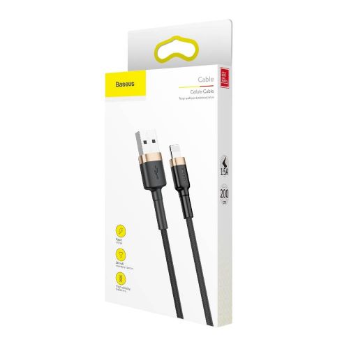 Baseus Lightning Cafule Cable 1.5A 2m Gold + Black (CALKLF-CV1)
