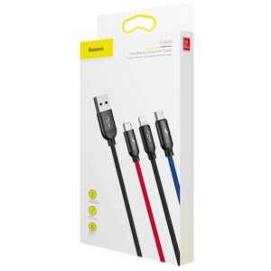Baseus Cable Three Primary Colors Light/Type-C/Micro Nylon Braid 3.5A 1.2m Black (CAMLT-BSY01)