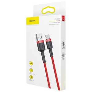 Baseus Type-C Cafule Cable 3A, 0.5m, Red + Red (CATKLF-A09)