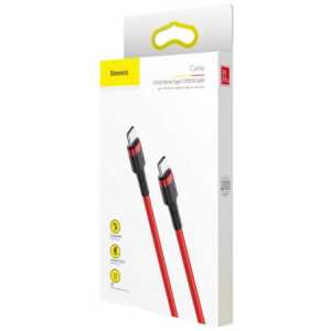 Baseus Type-C Cafule PD 2.0, 60W, flash charging Cable (20V 3A), 2m, Red (CATKLF-H09)