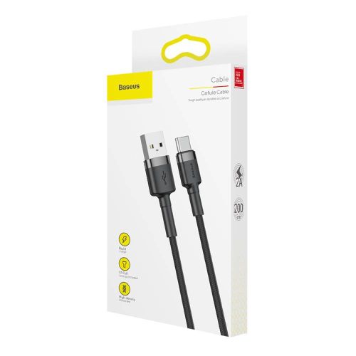Baseus Type-C Cafule cable 2A, 3m, Gray/Black (CATKLF-UG1) - Image 2