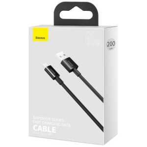 Baseus Type-C Superior series fast charging data cable, 66W(11V/6A), 2m, Black (CATYS-A01)