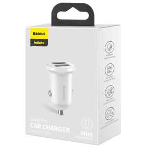 Baseus Car Charger Grain Pro Dual USB 4.8A White (CCALLP-02)