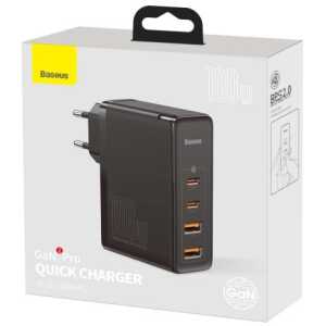 Baseus Travel Charger GaN2 Pro Quick wall charger C+C+U+U, PD 3.0, QC 4.0+, 100W EU Black (CCGAN2P-L01)