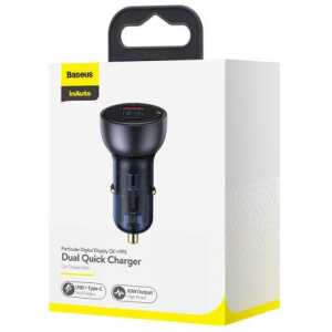 Baseus Car Charger Particular Digital Display C+U, PD 3.0 QC 4.0+, SCP, PPS, 5A, 65W Dark Gray (CCKX-C0G)
