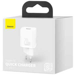 Baseus Travel Charger set Super Si 1C PD Fast charger 20W EU White (CCSUP-B02)
