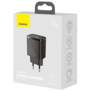 Baseus Travel Charger Compact Quick Charger U+C 20W EU Black (CCXJ-B01)