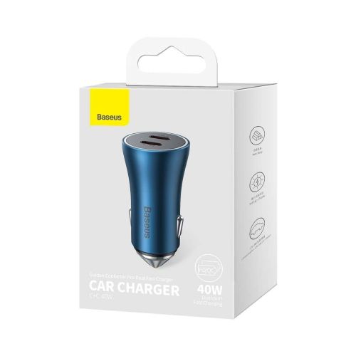 Baseus Car Charger Golden Contactor Pro fast Charger C+C 40W Blue (CGJP000003) - Image 2