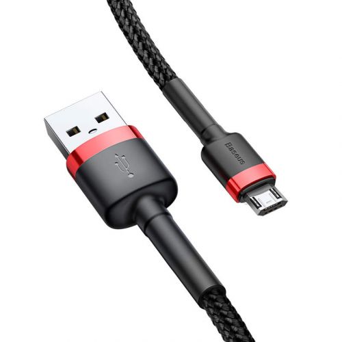 Baseus Micro USB Cafule Cable 2.4A 1m Red + Black (CAMKLF-B91) - Image 2