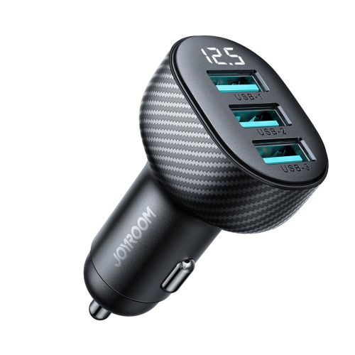 Joyroom Car Charger with Digital Display, U+U+U, 17W, Black (JR-CCD03) - Image 3