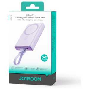 Joyroom Power Bank Magnetic Wireless charging, MagSafe 15W, C+Lightning. PD 20W, 10000 mAh with Type-C - Lightning cable, Purple (JR-PBM01)