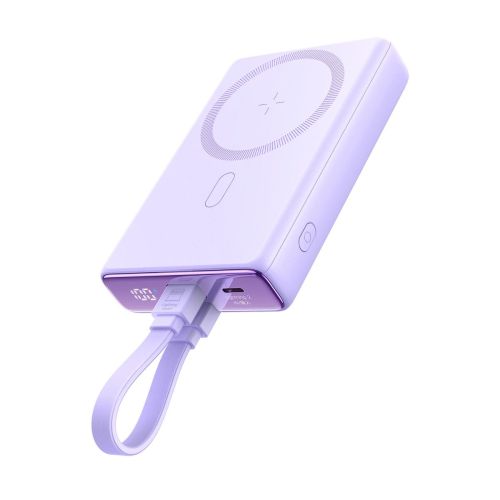 Joyroom Power Bank Magnetic Wireless charging, MagSafe 15W, C+Lightning. PD 20W, 10000 mAh with Type-C - Lightning cable, Purple (JR-PBM01) - Image 3