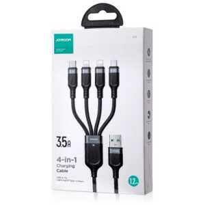 Joyroom 4-in-1 USB - Lightning/ Lightning/ Type-C/ Micro USB Cable Multi-Color Series A18, 3.5A, 1.2m, Black (S-1T4018A18l)