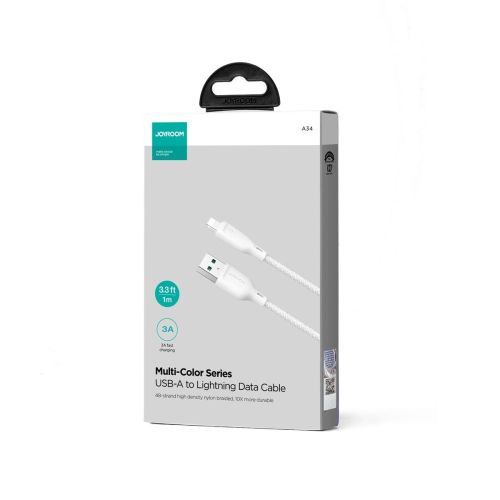 Joyroom USB - Lightning Cable Multi-Color Series A14, 480mb/s, 3A, 1.2m, White (SA34-AL3) - Image 2