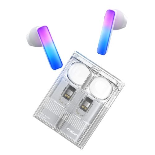 Joyroom Earphone IceLens Series Bluetooth True Wireless BT 5.3, TWS, AAC, SBC, HFP, A2DP, AVRCP, with LED Lights, White (JR-TC1) - Image 2