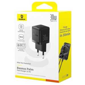 Baseus Travel Charger Palm Series Type-C, PD 3.0, QC 3.0, 30W, Black EU (P10111605113-00)