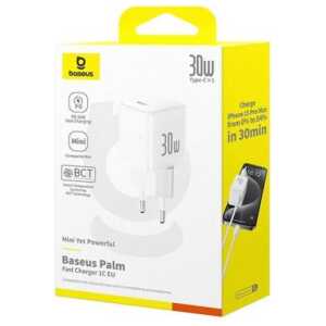 Baseus Travel Charger Palm Series Type-C, PD 3.0, QC 3.0, 30W, White EU (P10111605213-00)