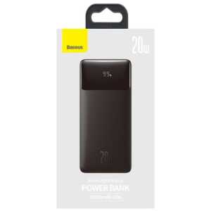 Baseus Power Bank Bipow Pro with Digital Display, Fast Charge, Micro+C+A+A (with Type-C and Micro to A+A, 3A, 0.25m cable) 20W, 10000 mAh, Black (PPBD040101)