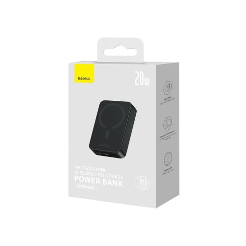 Baseus Power Bank Magnetic Mini (MagSafe Compatible), 20W, 10000 mAh, with Type-C Cable, 0.30m, Black EU (PPCX150001) - Image 2