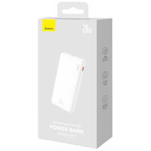 Baseus Power Bank Airpow, C+U, 20W, 10000 mAh, with Baseus Simple Series Type-C, 0.30m Cable, White EU (PPQD090002)