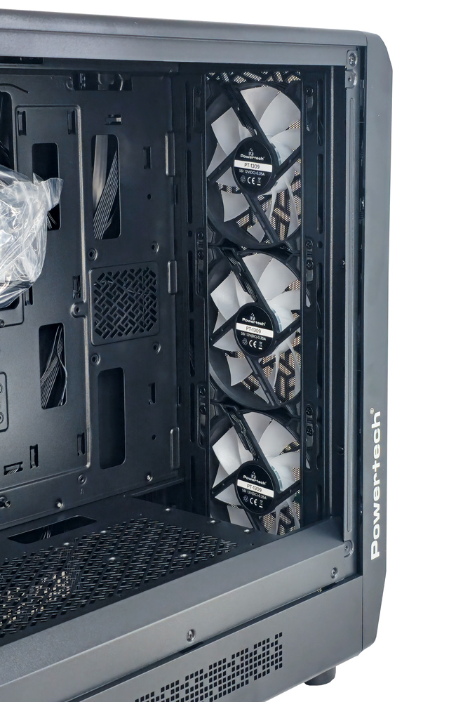 POWERTECH Gaming PC Case PT-1309, tempered glass, 4x ARGB fan, ATX, 340x200x436mm, μαύρο - Image 6