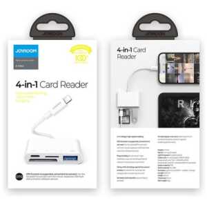 Joyroom Converter HUB Lightning (male) to USB OTG (female) + Type-C (Female) + Card Readers (SD,TF), White (S-H142)