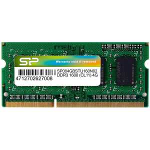 SILICON POWER Μνήμη DDR3 SODimm, 4GB, 1600MHz, PC3-12800, CL11