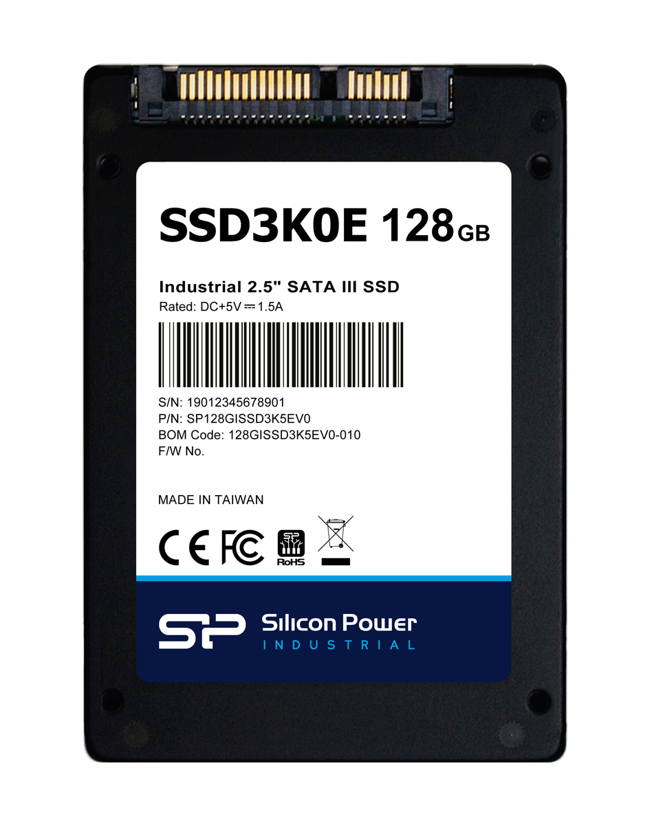 SILICON POWER industrial 2.5" SATA III SSD SSD3K0E, 128GB, 540/520MBps, 3D TLC, -20~75 °C